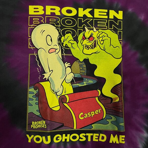 Broken Promises Casper You Ghosted Me Cartoon Tie-dye T-shirt size Large - Picture 2 of 4